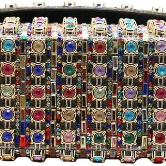 Women Rhinestone Evening Bag Crystal Shoulder Clutch for Cocktail Party Wedding - Picture 4 of 5